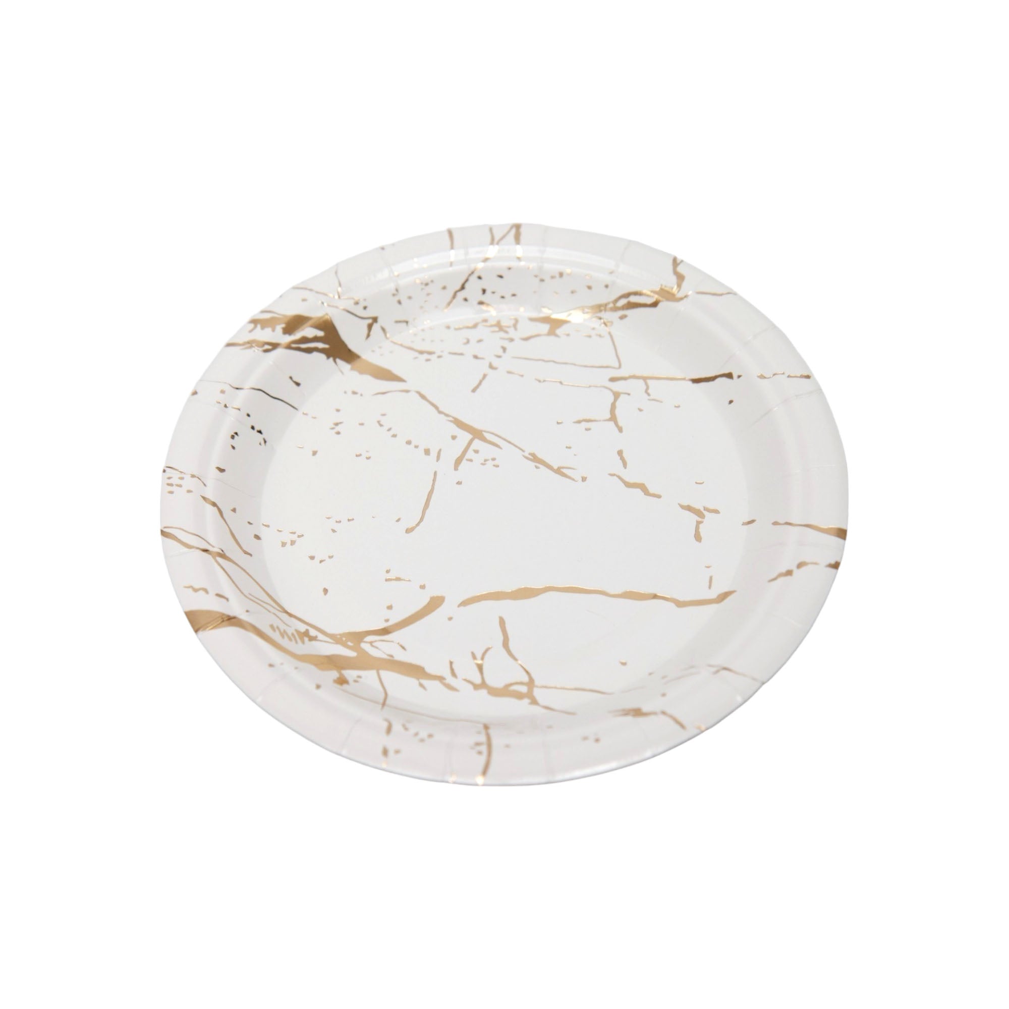 Disposable Party Paper Dinner Plate 8pack White with Gold Marble XPATY50