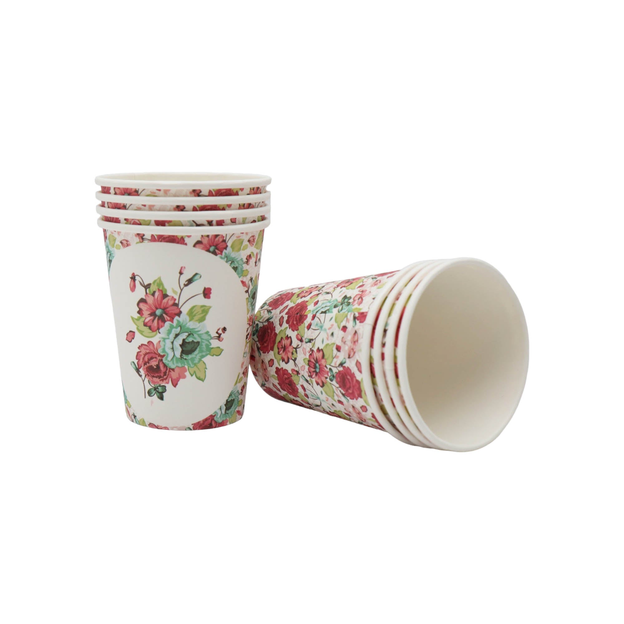 Dispisable Party Paper Cups 8cm Floral 9oz XPATY56