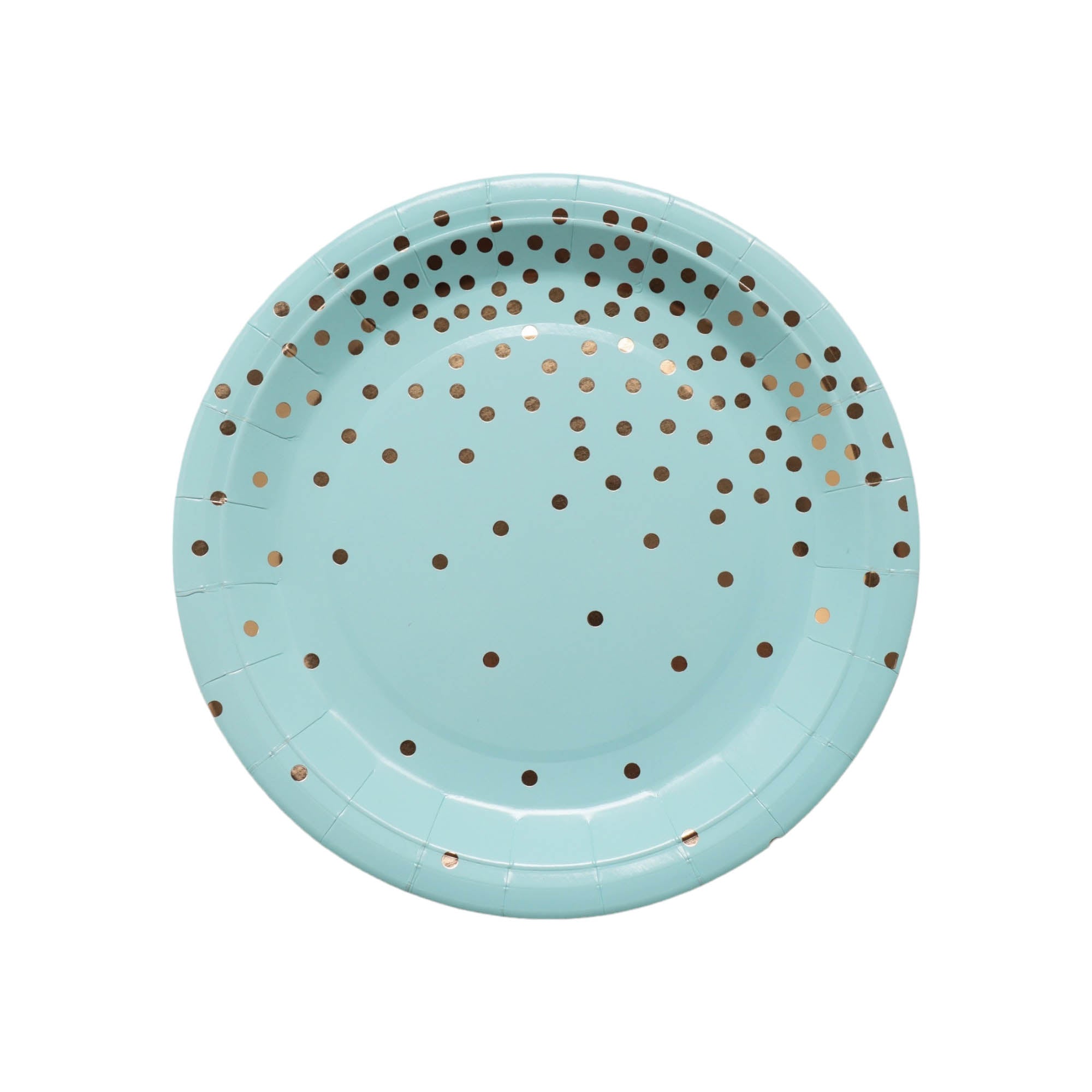 Disposae Party Paper Dinner Plate Turquoise with Gold Dots  8pack XPATY58