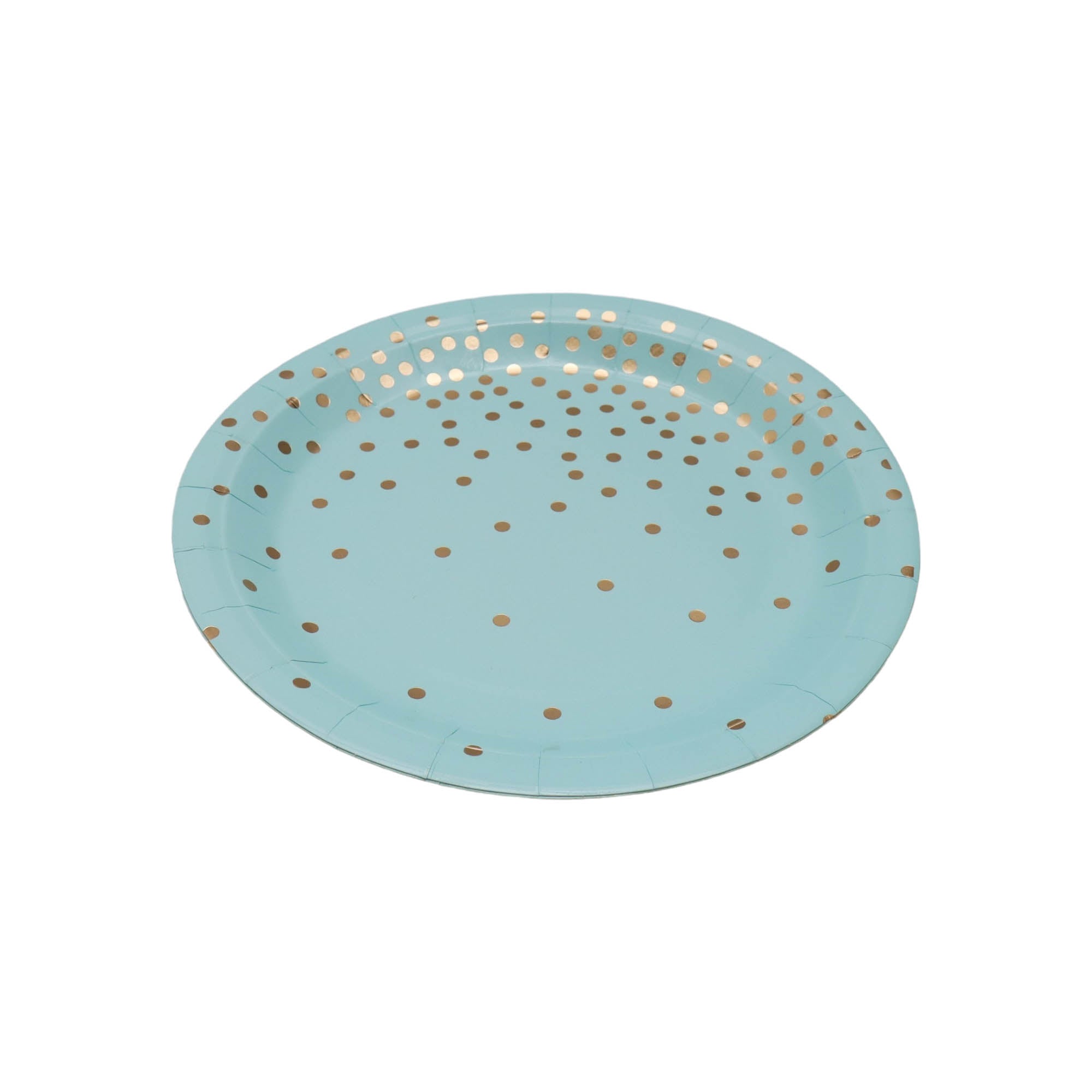 Disposae Party Paper Dinner Plate Turquoise with Gold Dots  8pack XPATY58