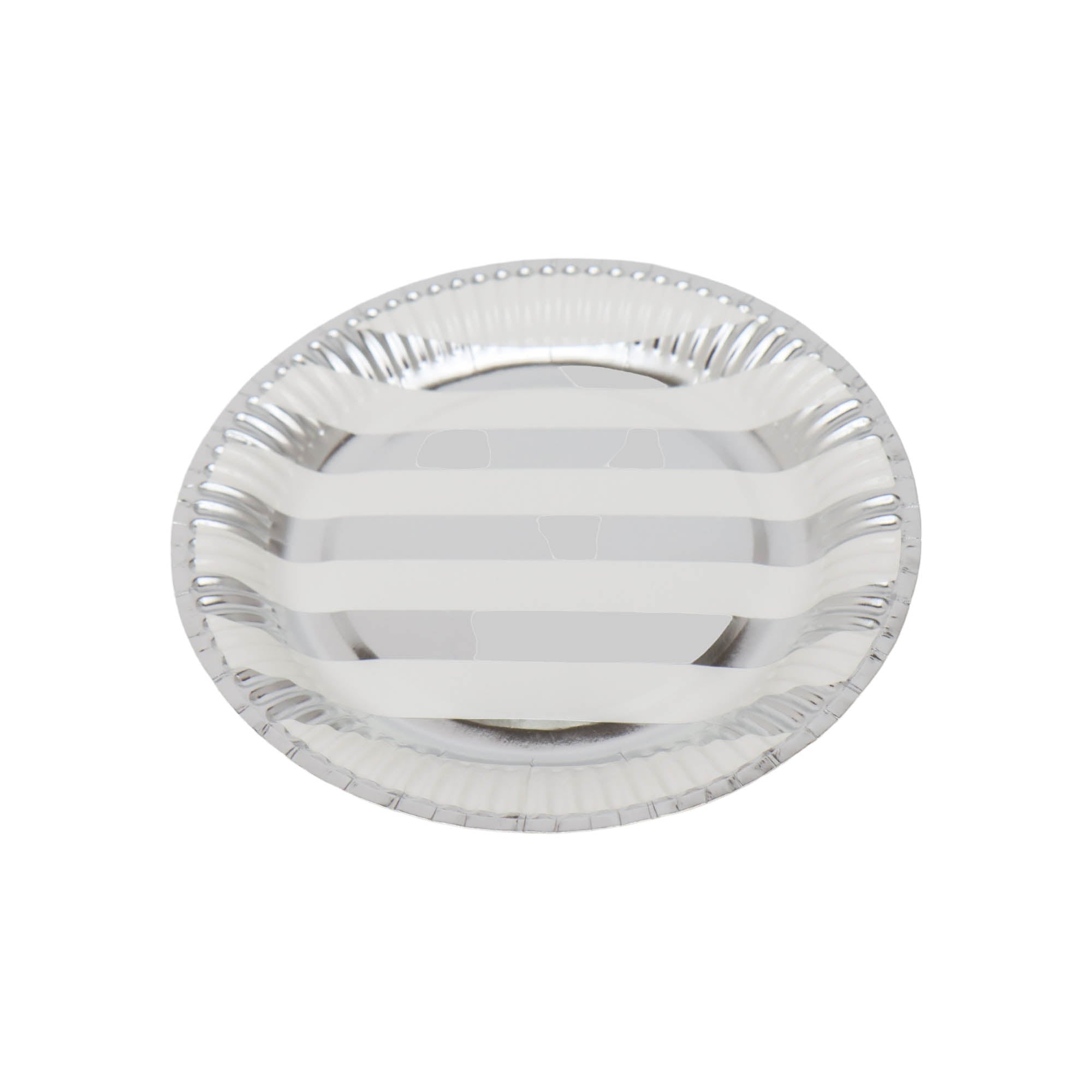 Disposable Party Paper Dinner Plate White with Silver Stripe 8pack XPATY63