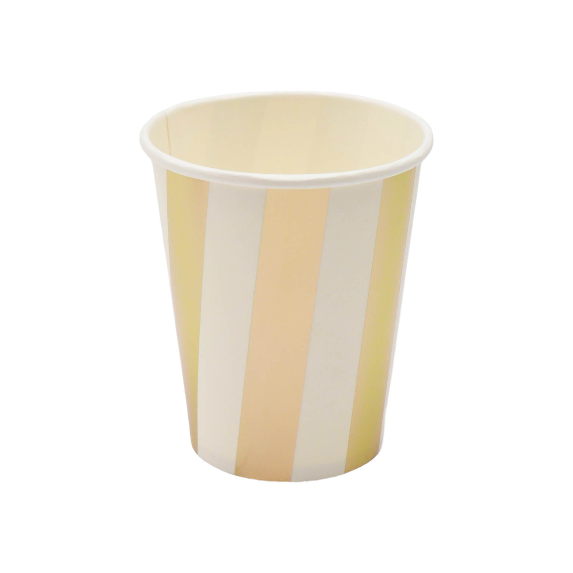 Disposable Party Paper Cups 9oz White with Gold Stripes XPATY64