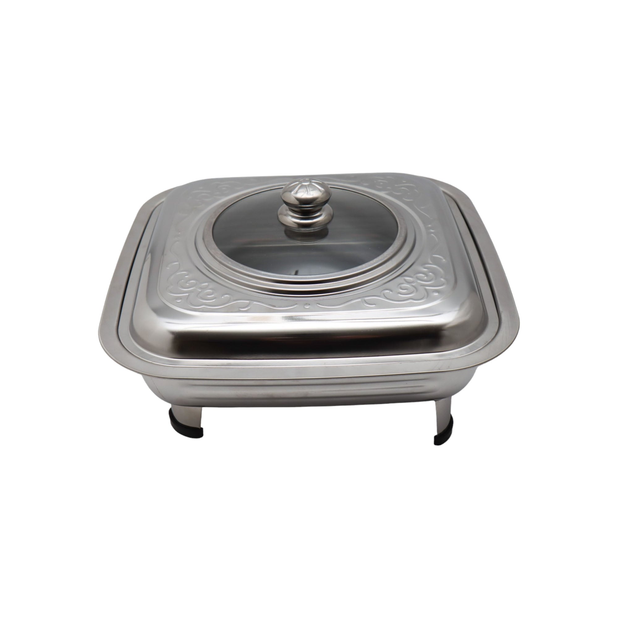 Buffet Warming Tray Chafing Dish Plafrom Design 34x34x6.5cm Square Stainless Steel