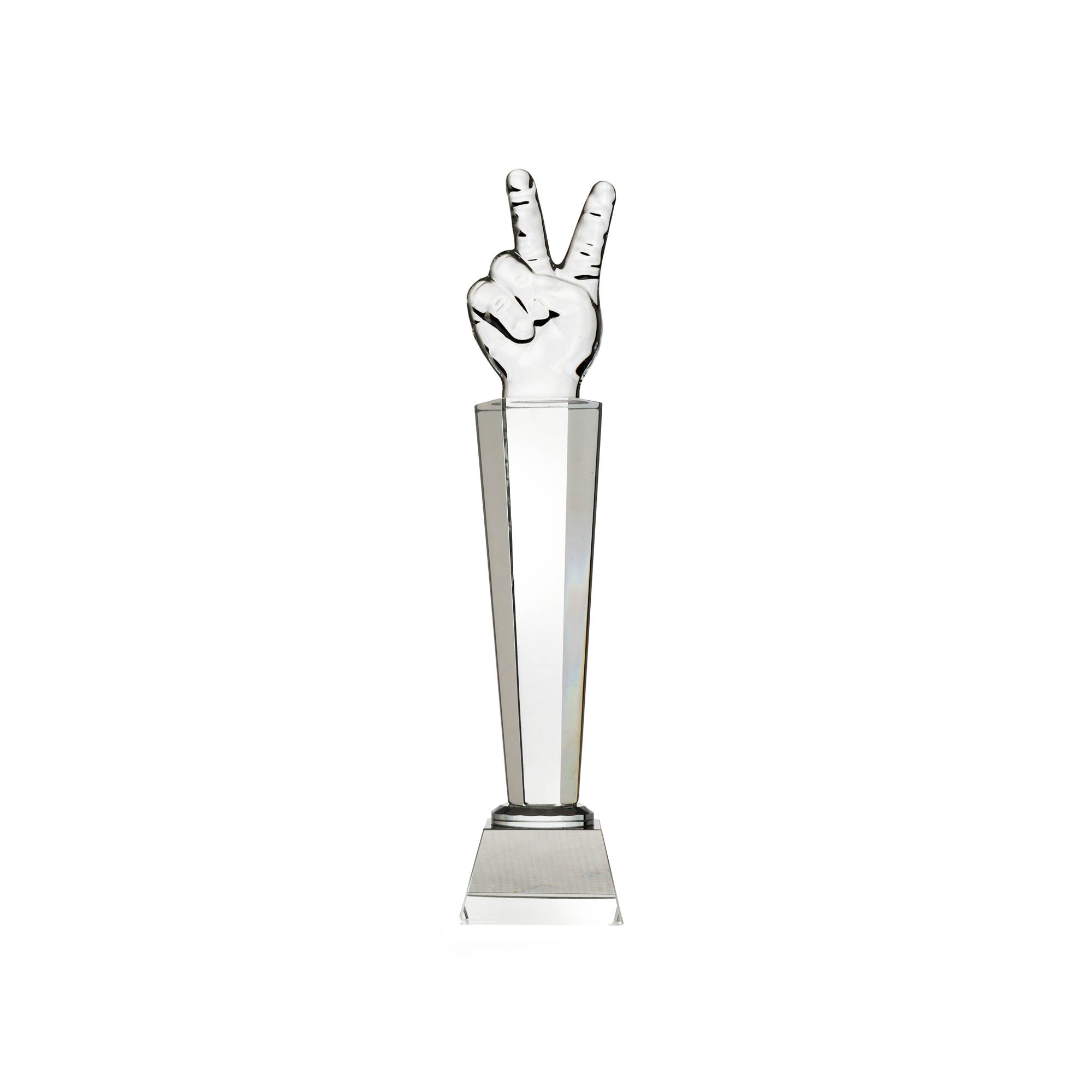 Glass Trophy Peace Sign 27cm DL-020