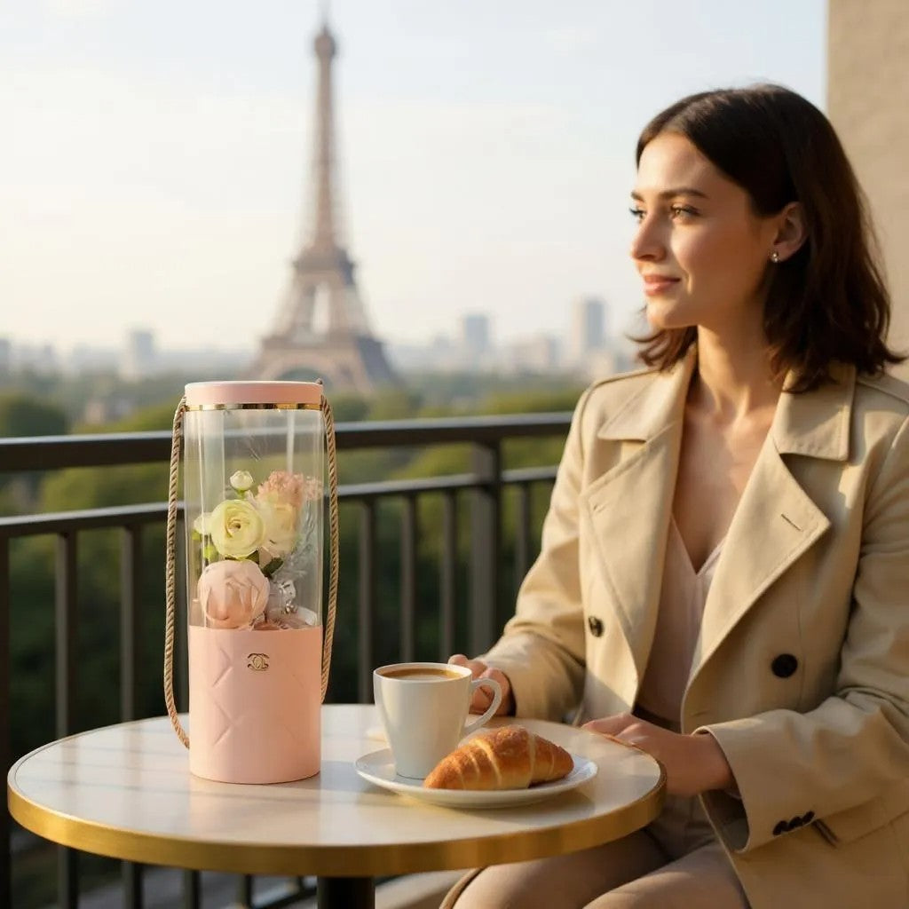 Florist Gift Tube Box with Transparent PVC Window 10x5x27.5cm 1pc