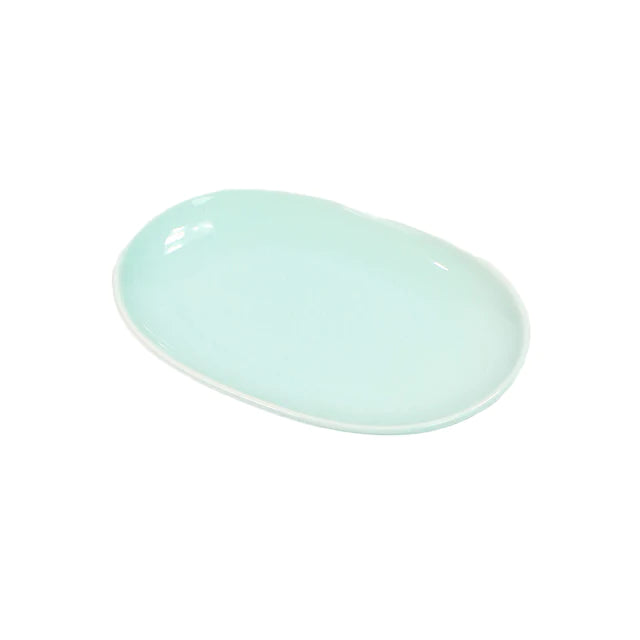 Ceramic Snack Plate 15.2x11x5cm Light Blue