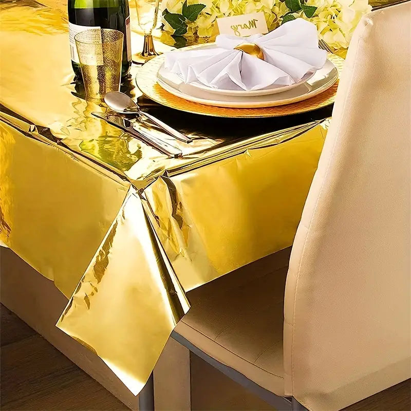 Metallic Plastic Table Cover 137x183cm Rectangular