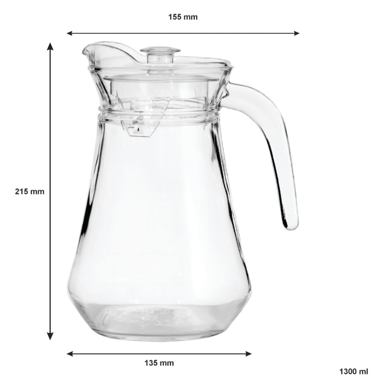 Regent Glass Water Jug with Clear 1.3L 10367