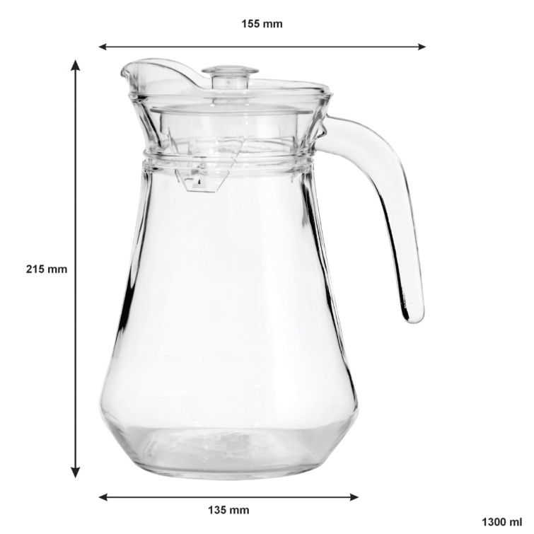 Regent Glass Water Jug with Clear 1.3L 10367