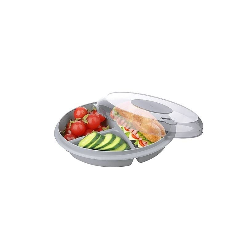 Titiz Plastic Easycare Food Storage Box 3-Division Breakfast Bowl with Lid