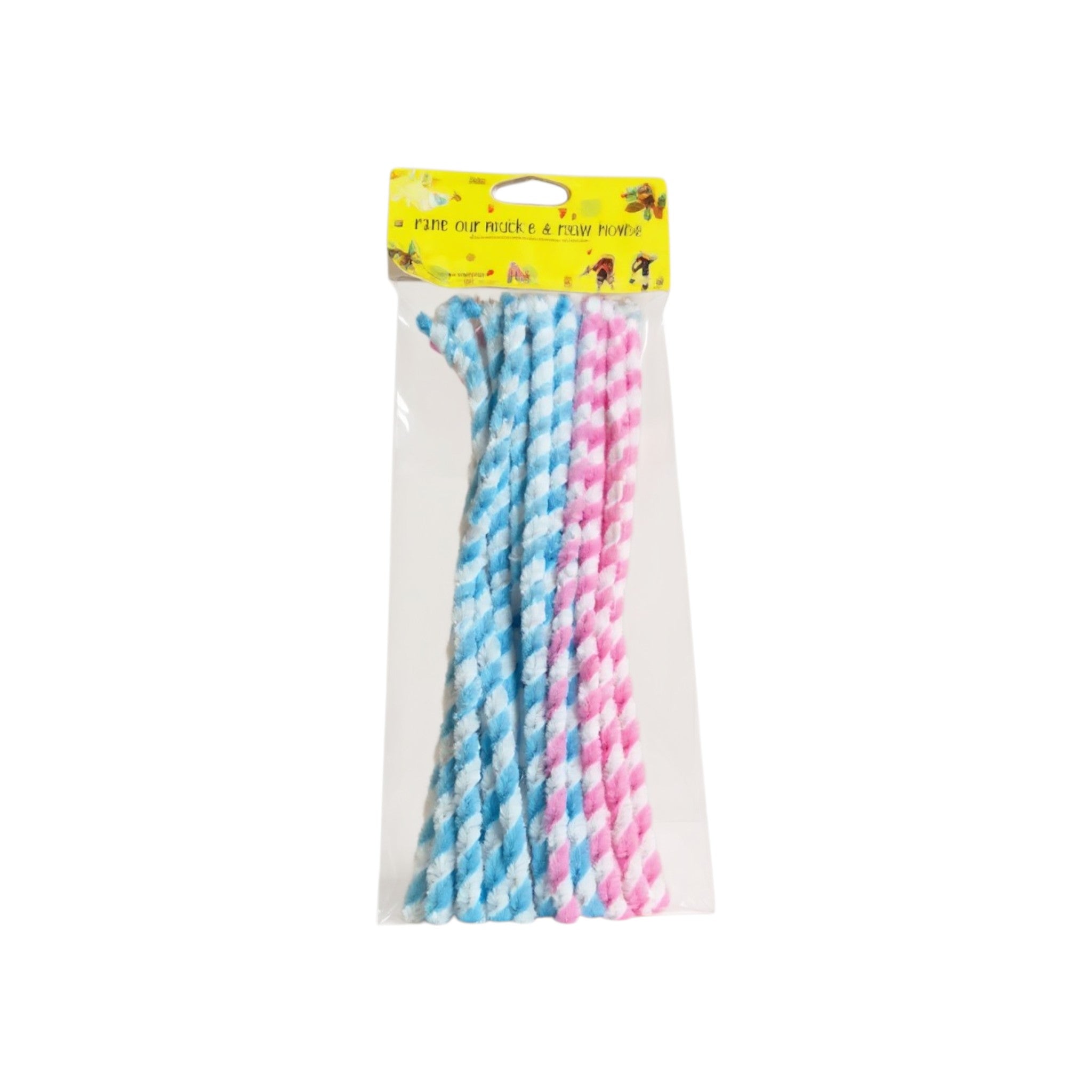 Pipe Cleaners Blue & Pink Two-Tone Striped Assorted