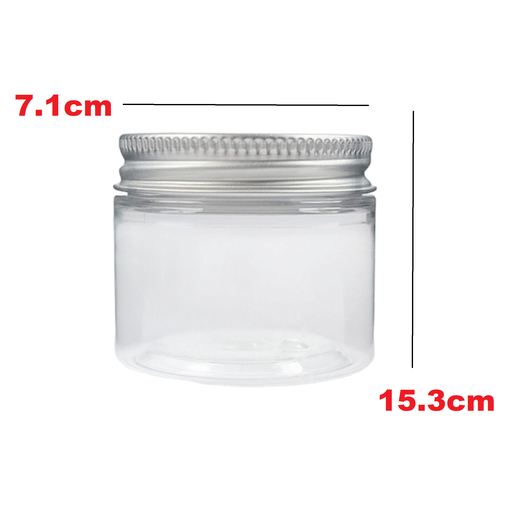 PET Plastic Jar with Aluminium Screw on Lid