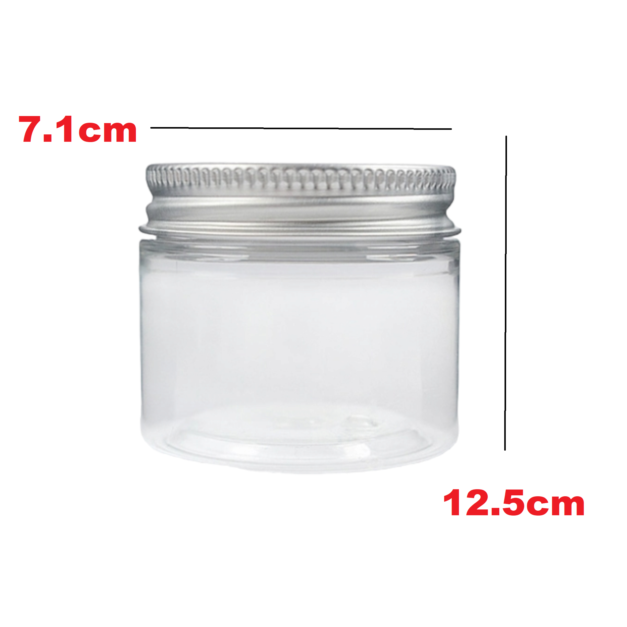 Cosmetic PET Plastic Jar with Aluminium Screw Silver Lid