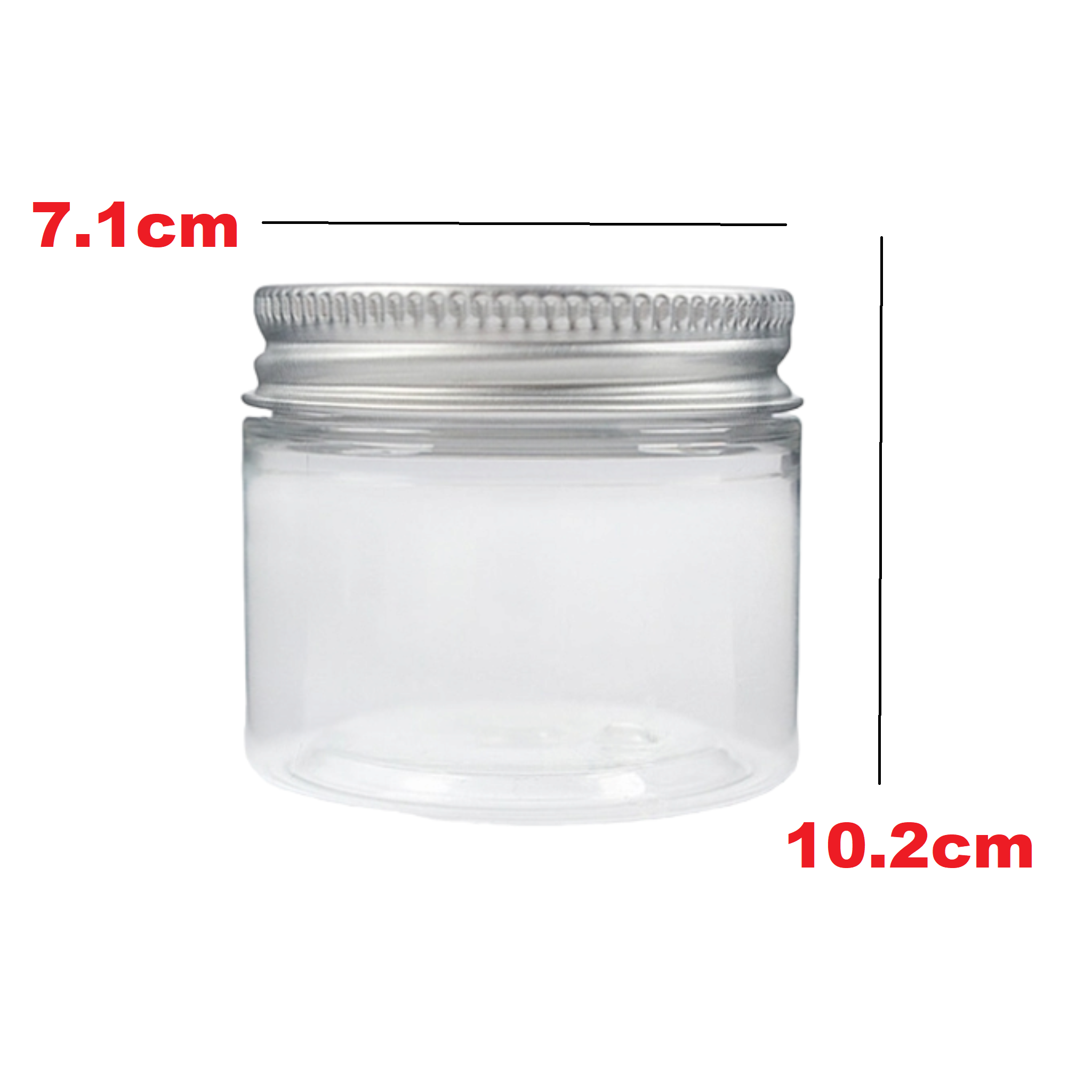 Cosmetic PET Plastic Jar with Aluminium Screw Silver Lid