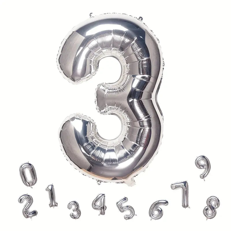 Party Silver Number Foil Balloons 42inch 106cm