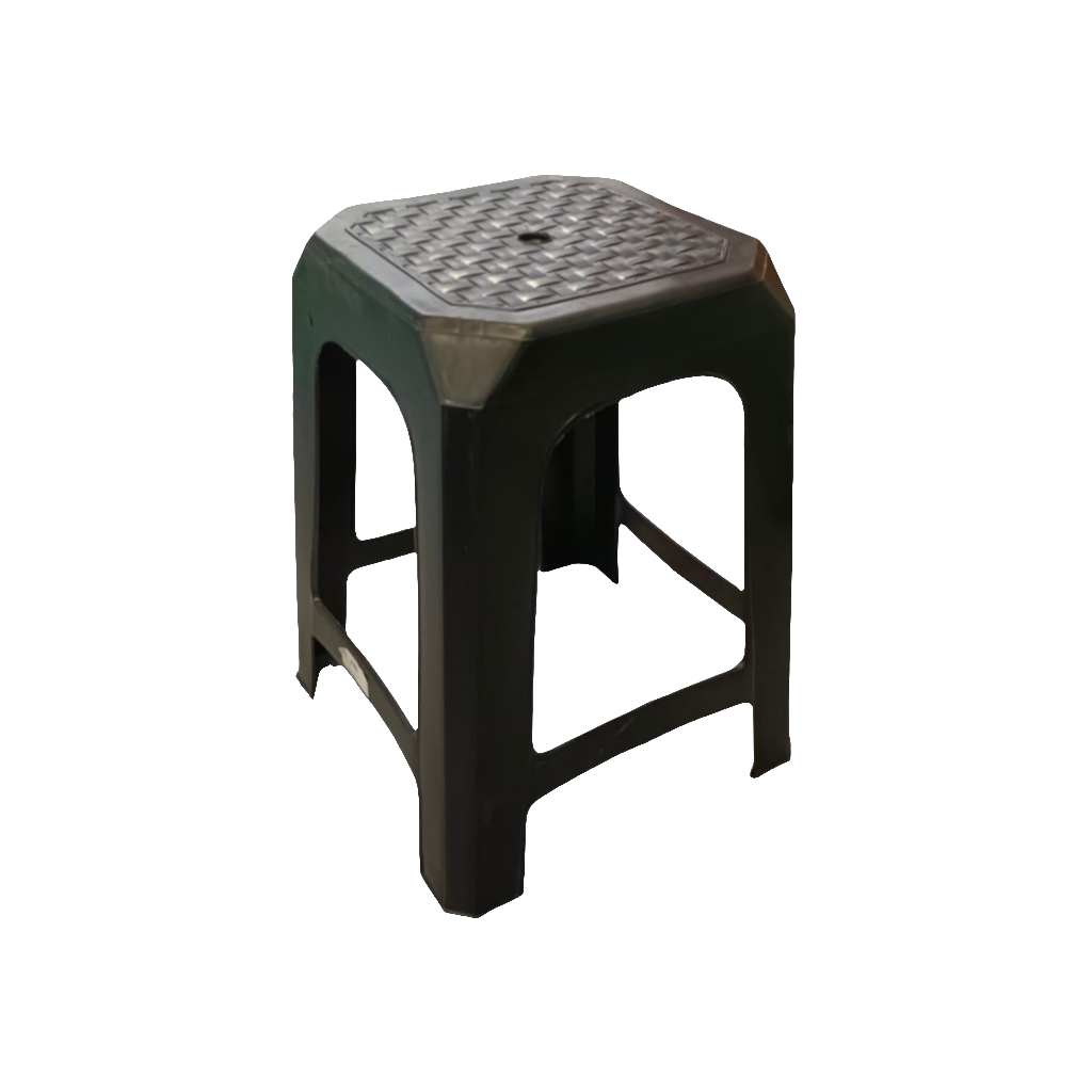 Plastic Stool Black Recycled Buzz