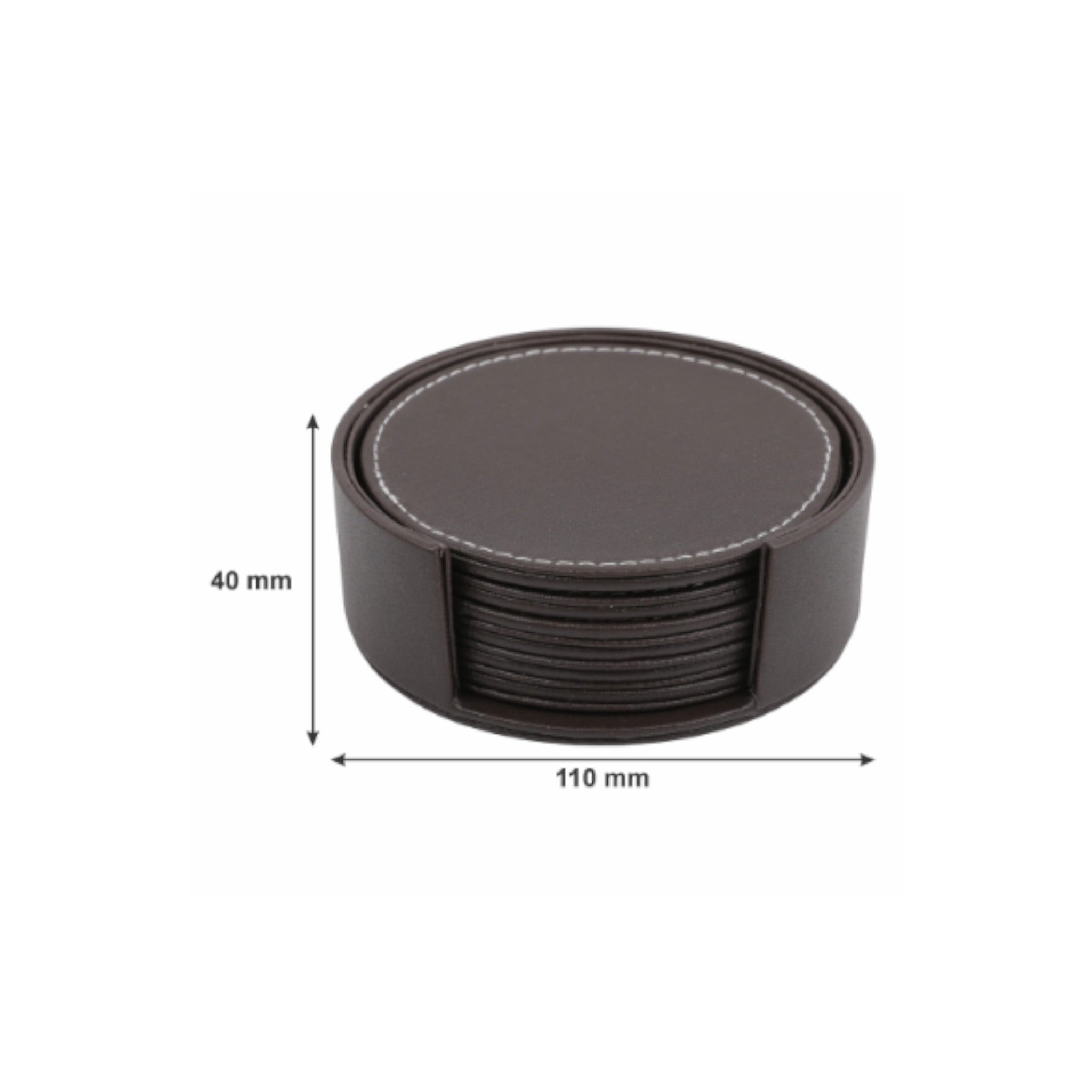 Bar Butler Round Leatherette Coasters In Holder 7pcs