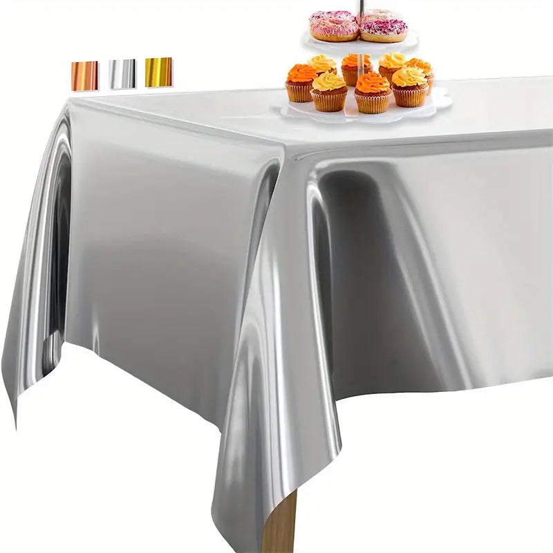 Metallic Plastic Table Cover 137x183cm Rectangular