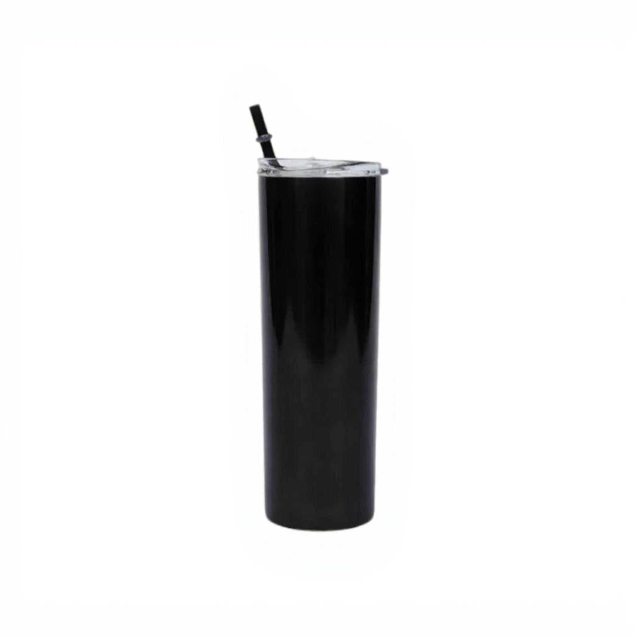 Skinny Metallic Thermos Drinking Tumbler 590ml Stainless Steel with Lid & Straw