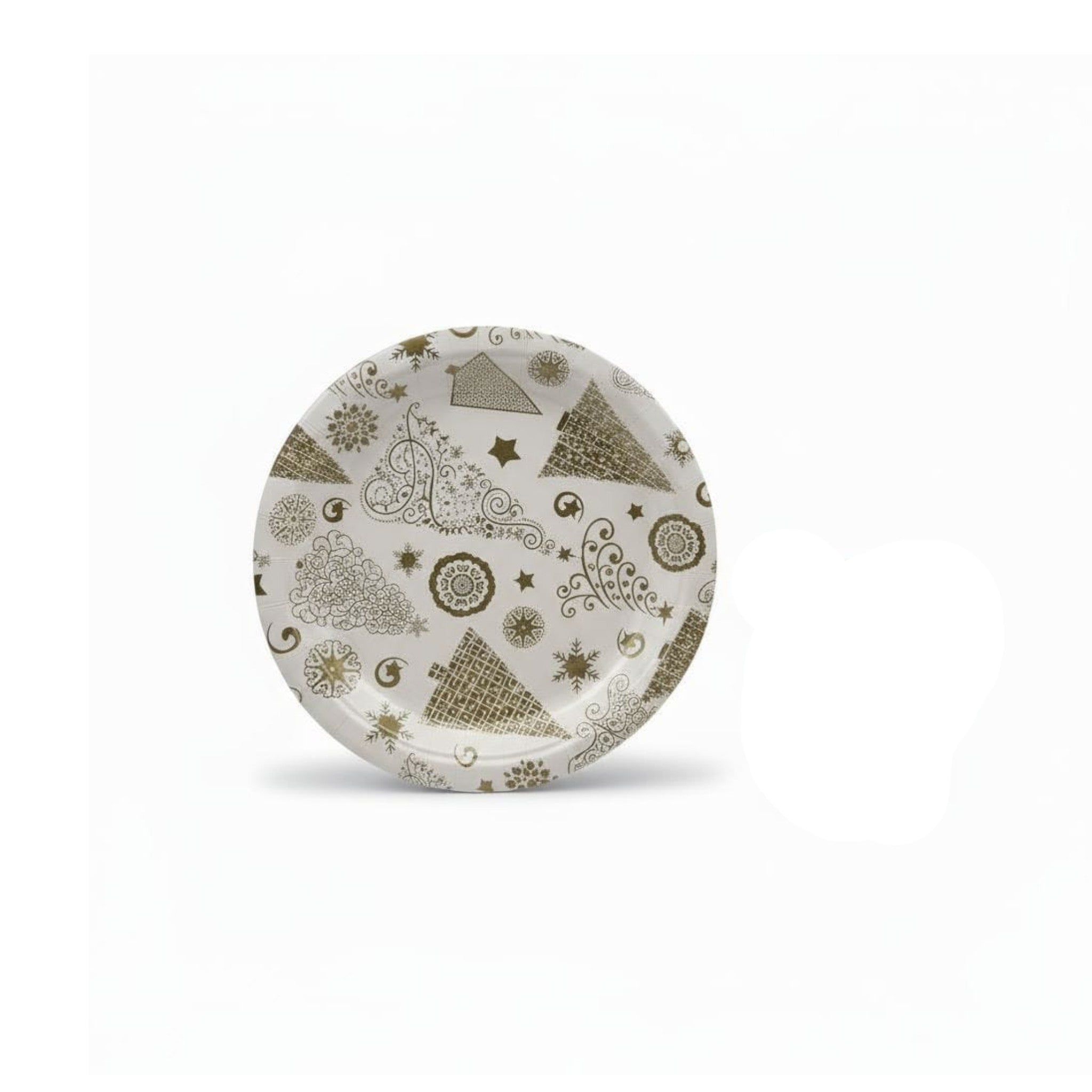 Disposable Party Paper Christmas Golden Tree Design Dinnerware Set