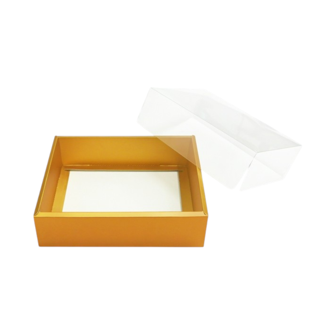 Kraft Gift Box Gold with Clear PVC Lid