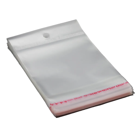 Polyprop Cellophane Selfseal Bags 11.5x26cm Punch Hanging Hole 100pack