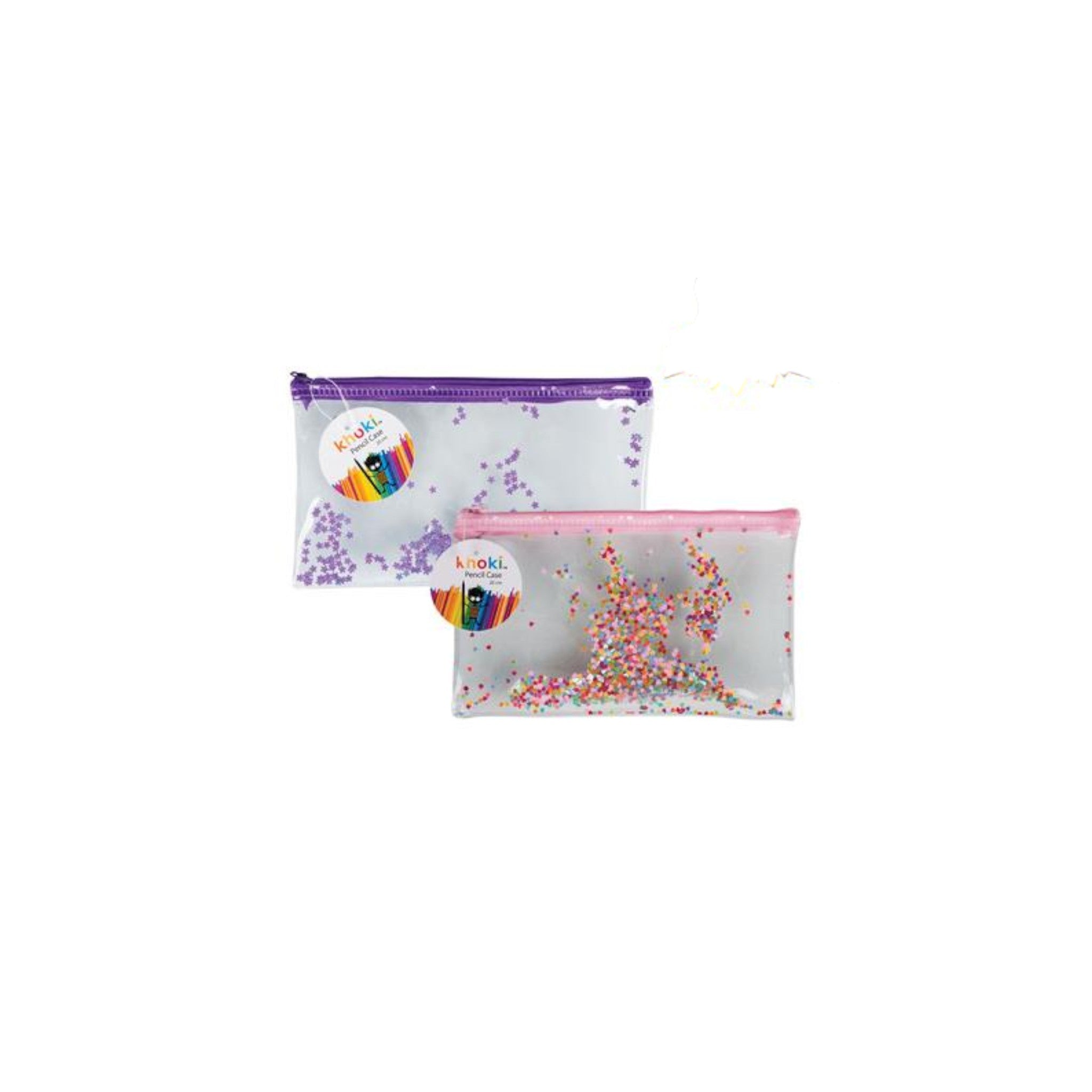 Transparent Pencil Case with Glitter 1 Piece 20cm