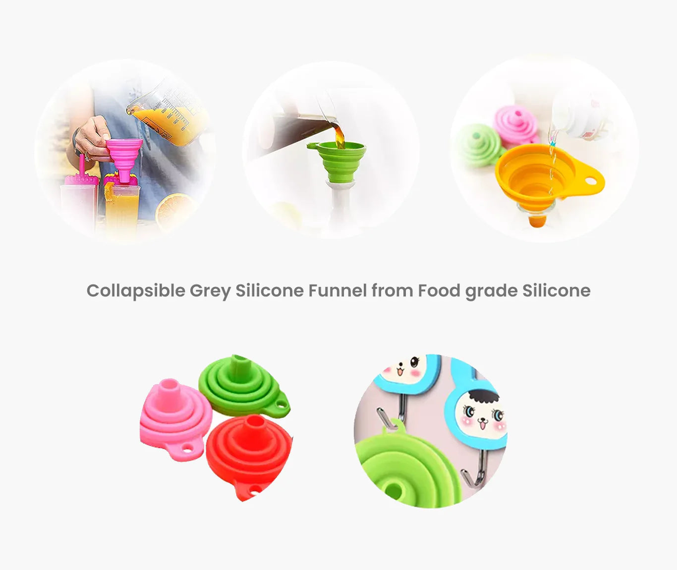 Mini Telescopic Silicone Collapsible Funnel 7x6x0.9cm 1pc