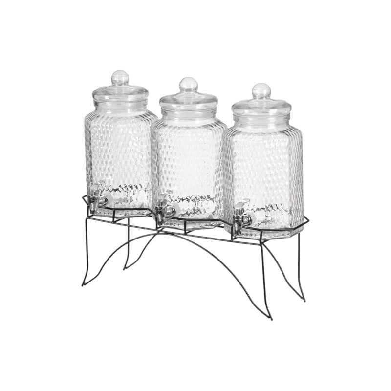 Beverage Dispenser 3L Glass 3pc Set with Stand 530