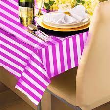 Party Table Cover 137x183cm Stripe Metallic Plastic Rectangular