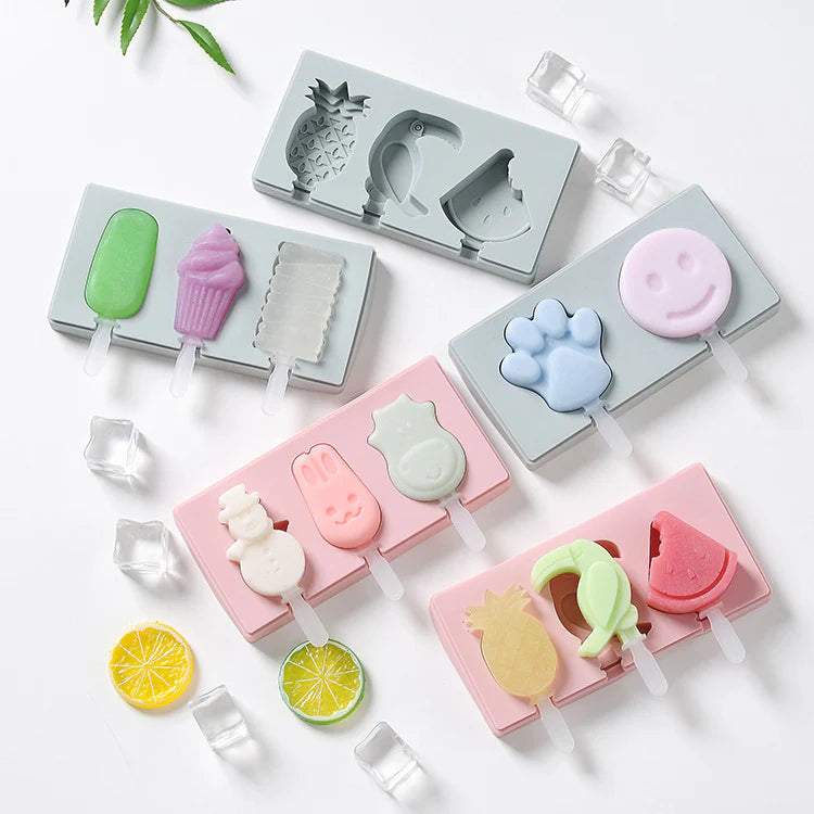 Silicone Ice Cream Mould Pink 3-in-1 Design