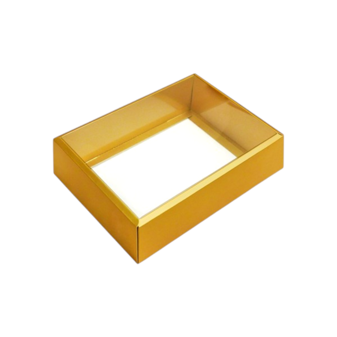 Kraft Gift Box Gold with Clear PVC Lid