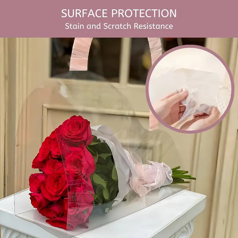 PVC Flower Bouquet Gift Bags Clear with Handle 78x30cm