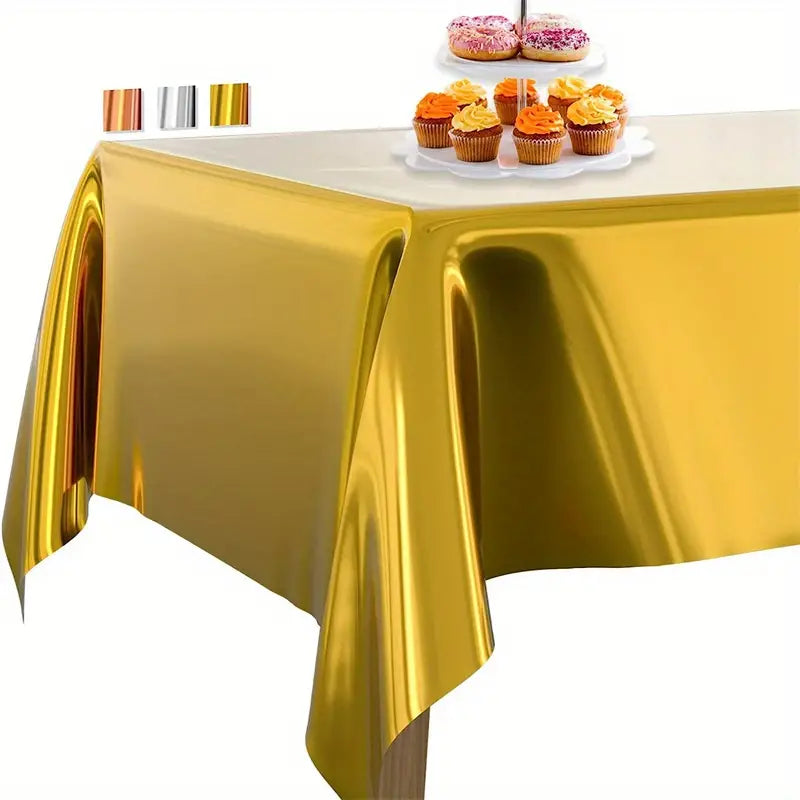 Metallic Plastic Table Cover 137x183cm Rectangular