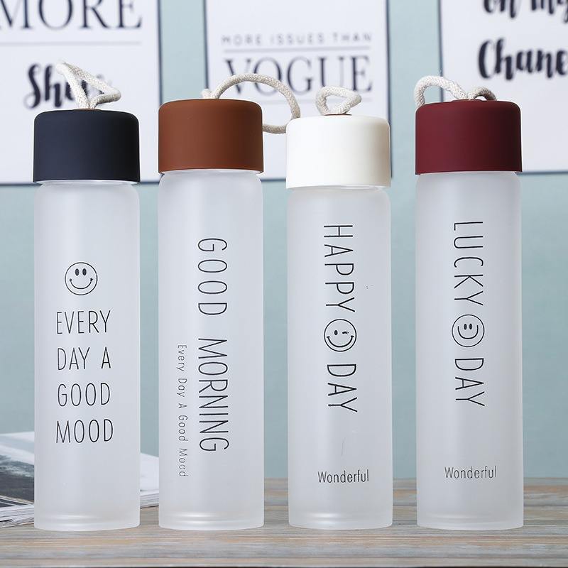 Sports Water Bottle 340ml Frosted Glass 180g 5.5x20cm 1pc