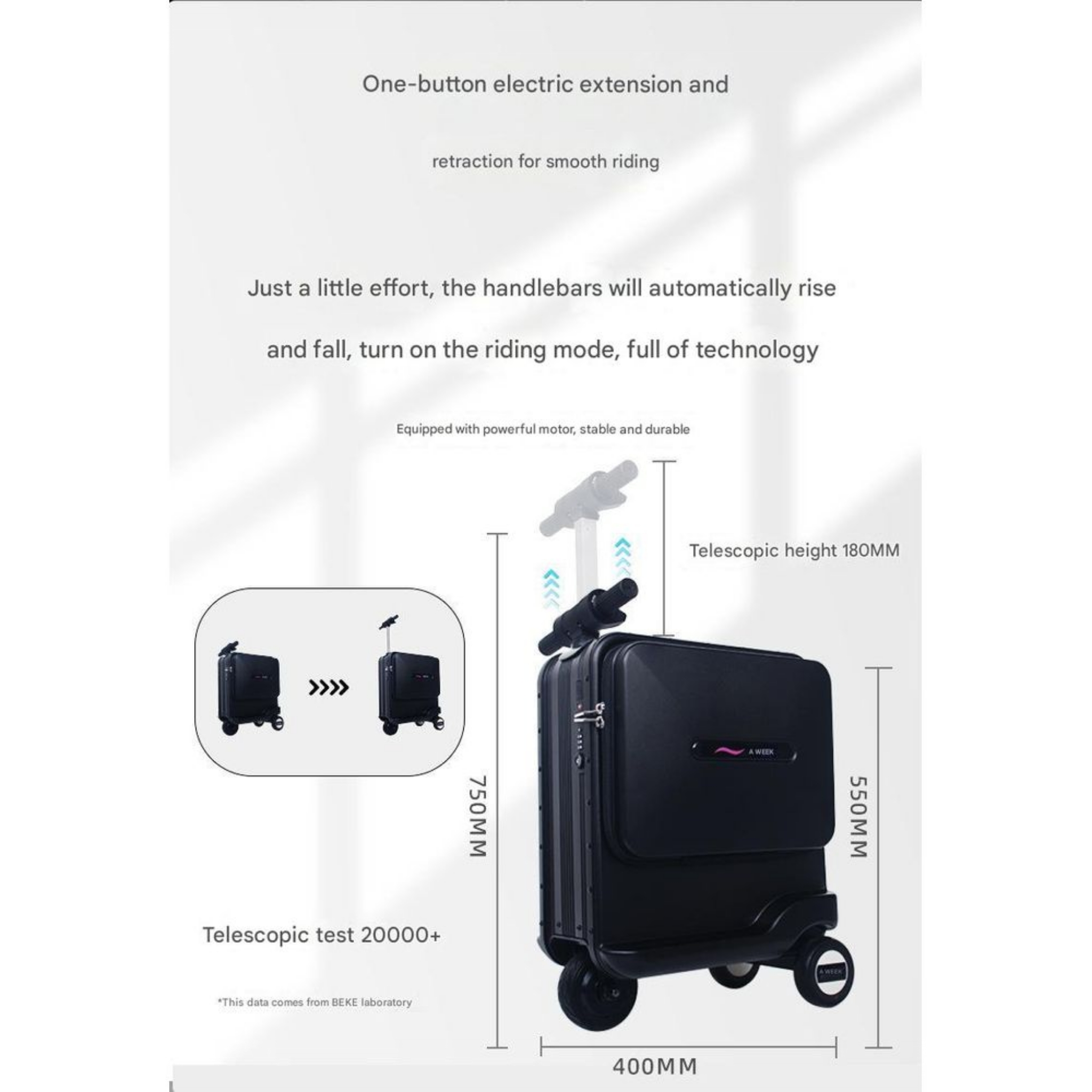 BEKE Smart Rideable Suitcase SCLTB - Airline Compliant Electrical Carry-on Luggage Travelling Bag