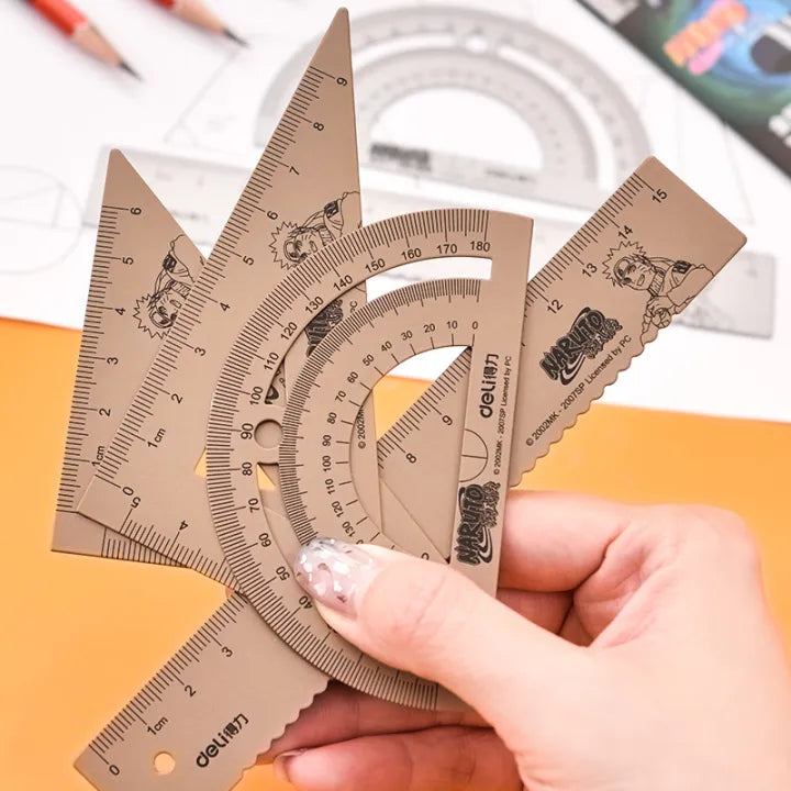 Deli Metal Ruler Drawing Set 15cm Set Silver