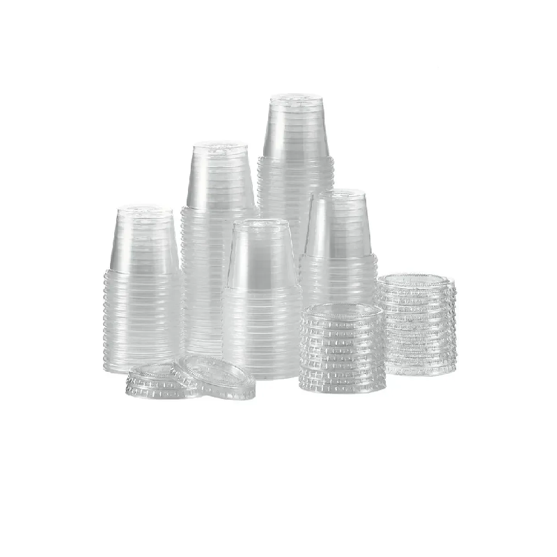 90ml PPET Disposable Plastic Sauce Long Tubs with Lids 50pack