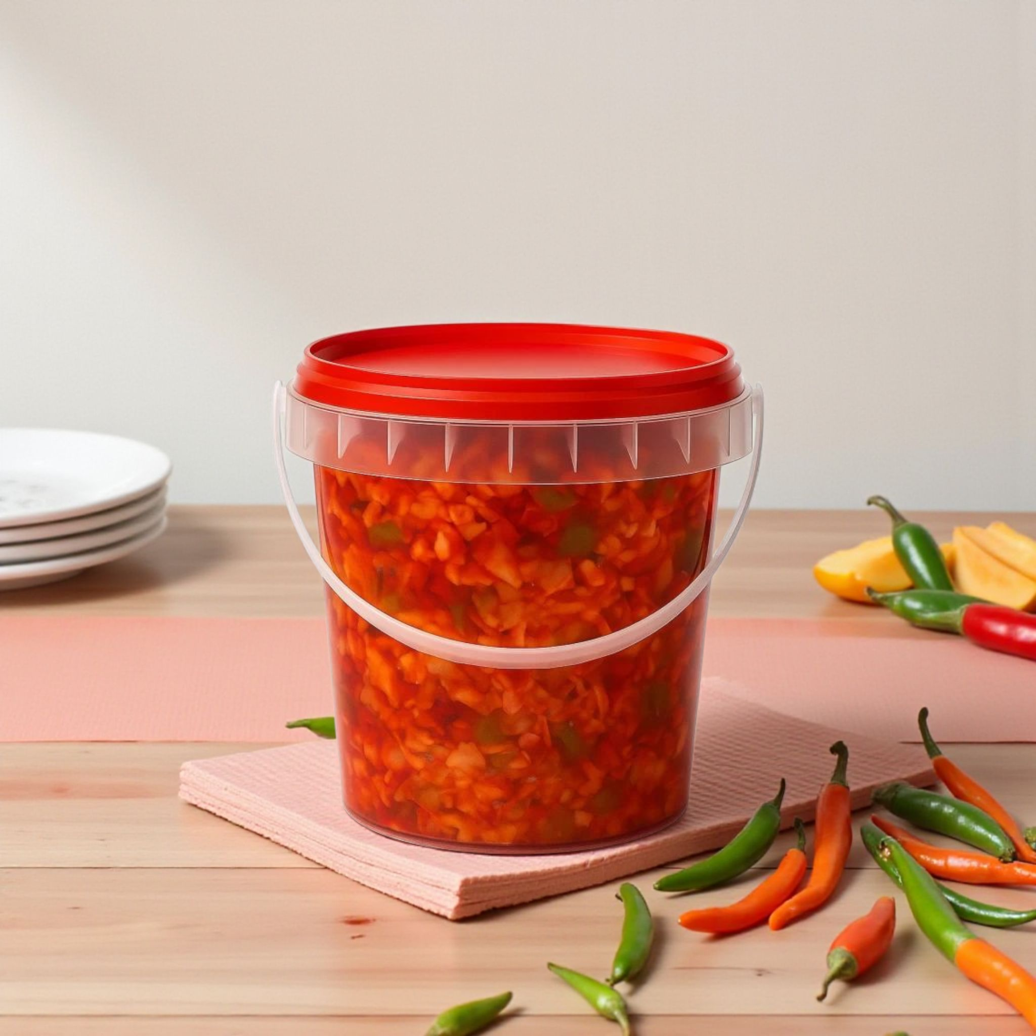 9L Bucket Tamper Proof with Lid - Atchar Container Transparent