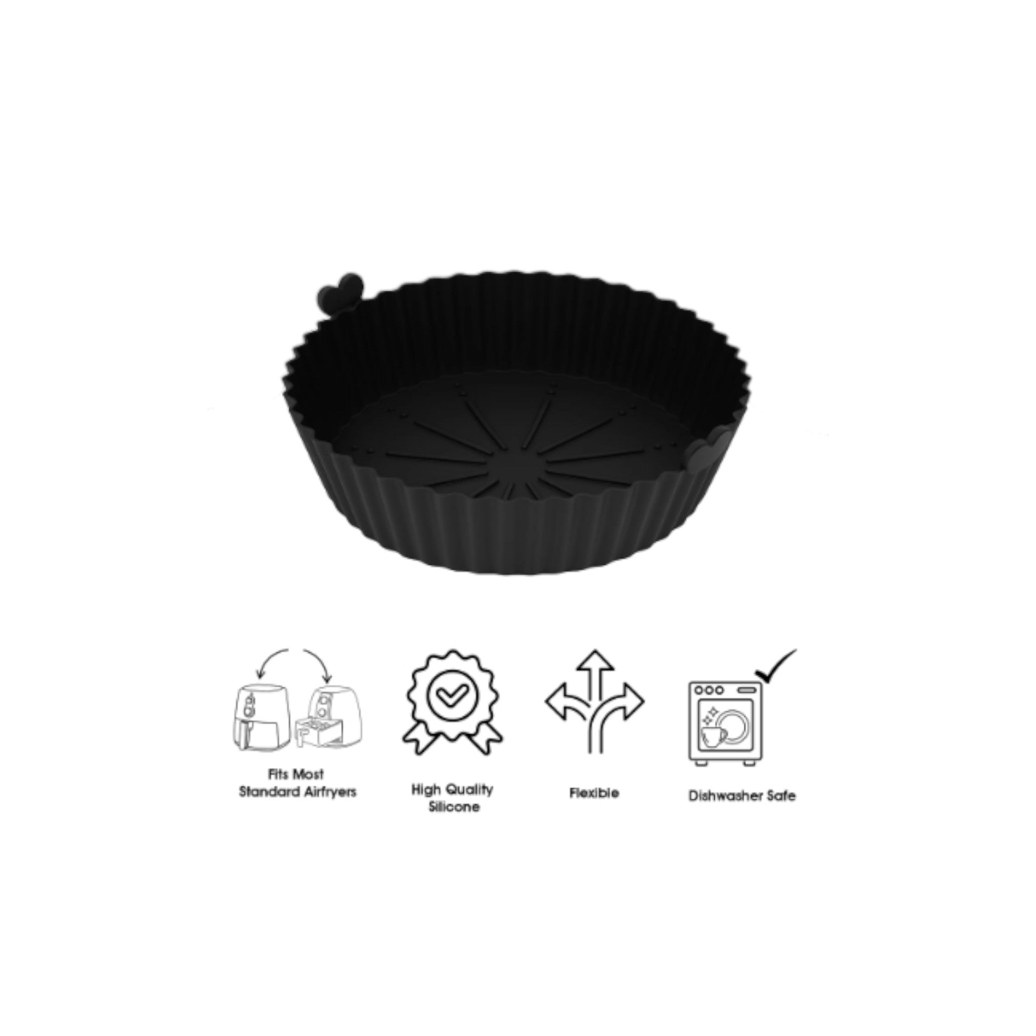 Regent Round Airfryer Black Silicone Basket 160mm