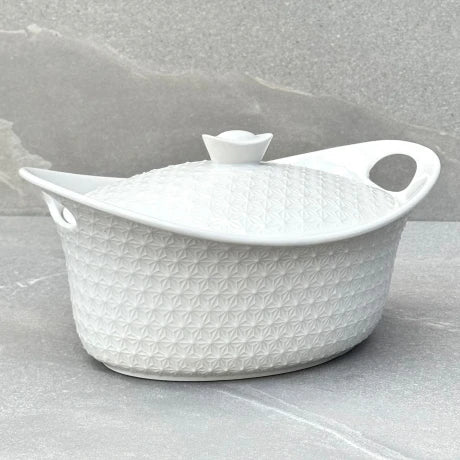 Ceramic White Soup Pot 24.5x 16.5x12.5cm