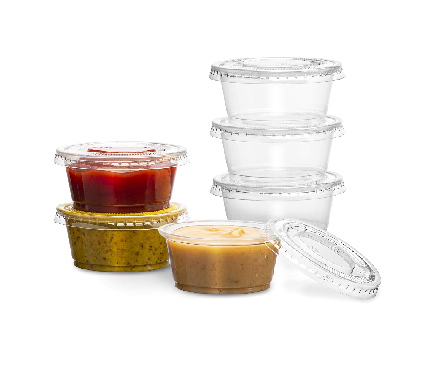 35ml PET Disposable Plastic Sauce Tubs with Lids 50pack