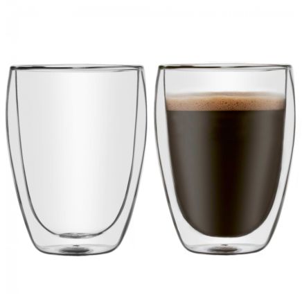 Glass Double Wall Cup 330ml 2pc GL2893