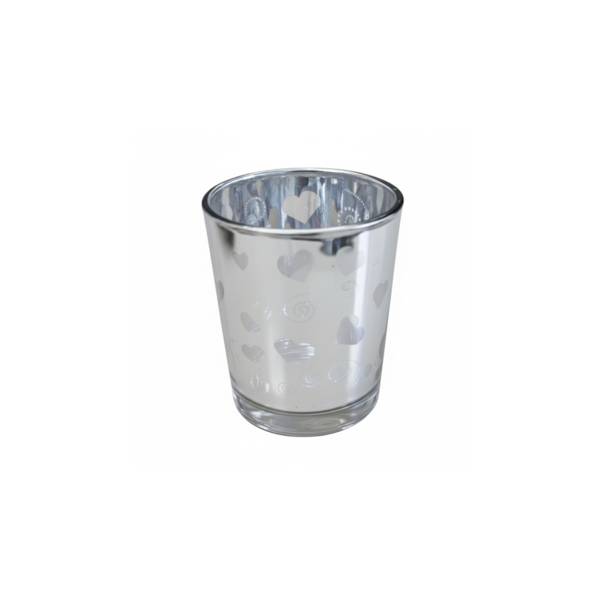 Glass Candle Holder with Heart Print 6.5x5cm