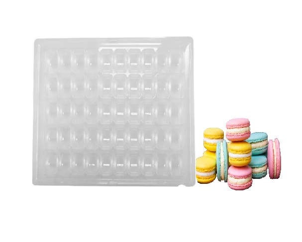 Macaron Container Tray PET 26.5x22.2cm 35-Slots Grid