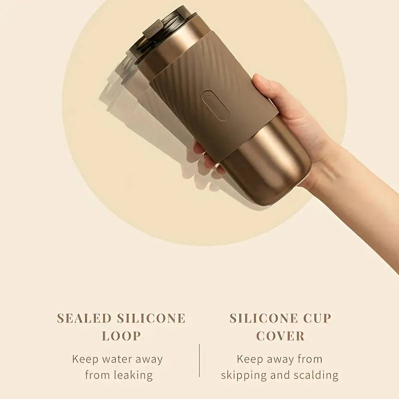520ml Double-Wall Thermal Tumbler with Silicone Sleeve, Infuser & Retractable Stainless Steel Straw