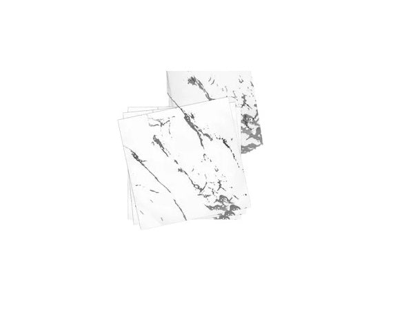 Luncheon Napkin Paper Serviettes 33x33cm 2ply White Marble Silver Ptint 16pack