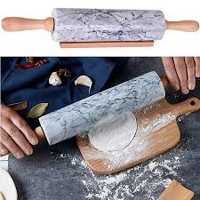 Rolling Pin Marble with Wooden Stand