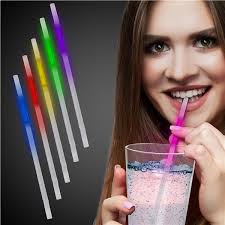Glow Drinking Straws 3pc Assorted Colours 20.5cm