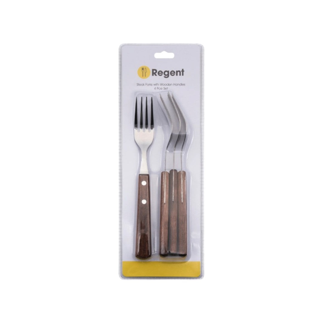 Regent Kitchen Fork with Wooden Handle 4pcs
